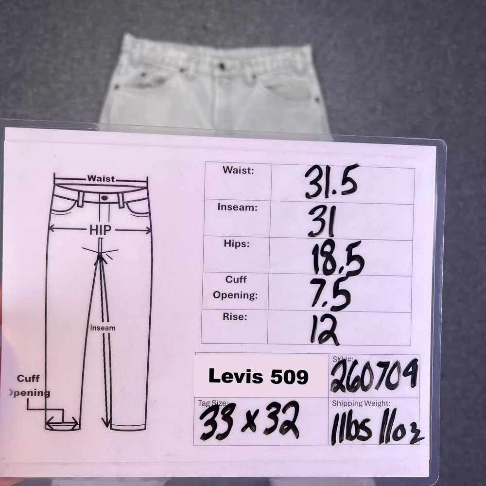 Vintage Levis 509 Jeans Mens 31x31 Gray USA Straight Casual Black Tab Talon 42